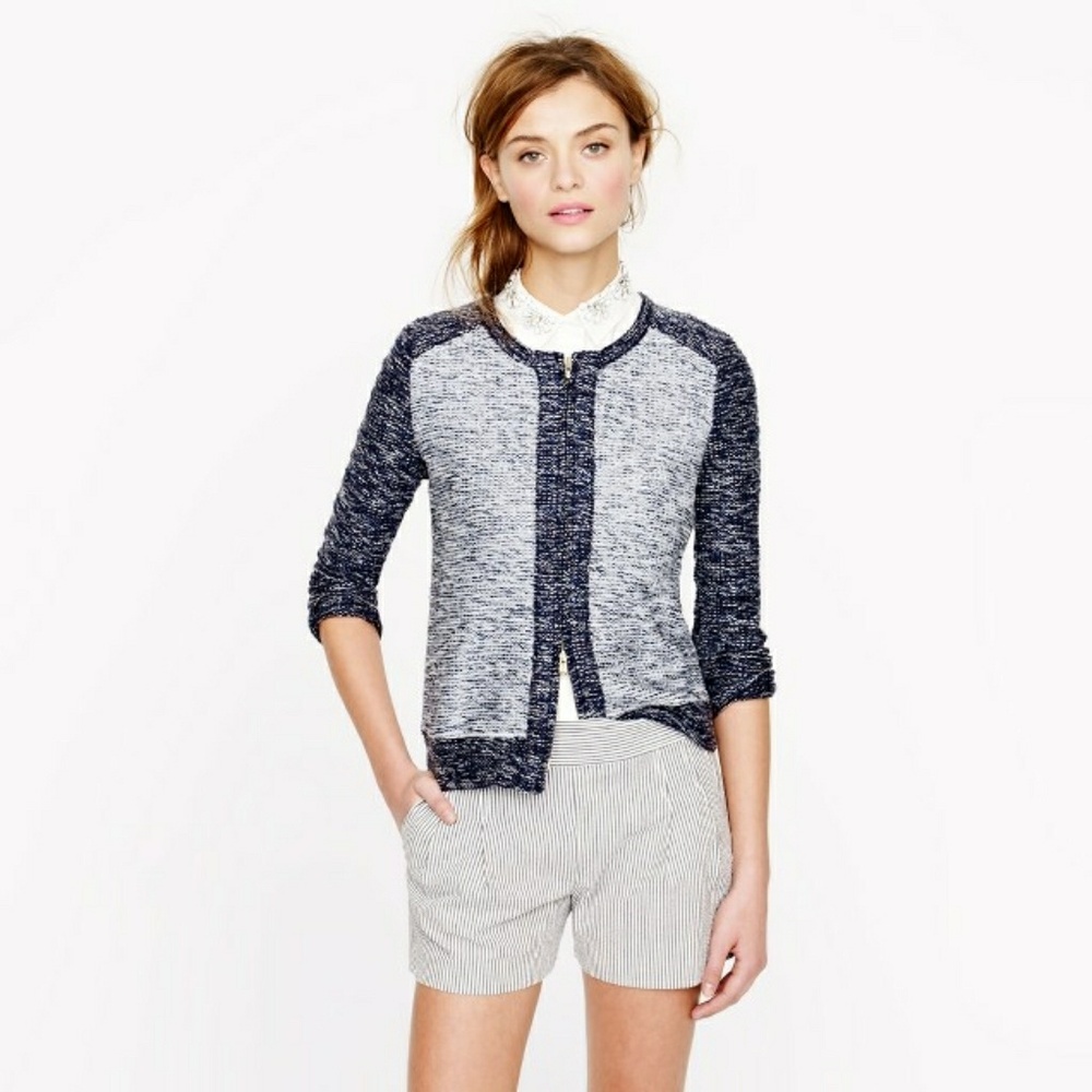 <jcrew> Bouclé jacket in indigo colorblock